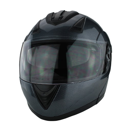 New Adult Carbon Fiber Flip Up Full Face Motorcycle Helmet Street Bike S~XXL